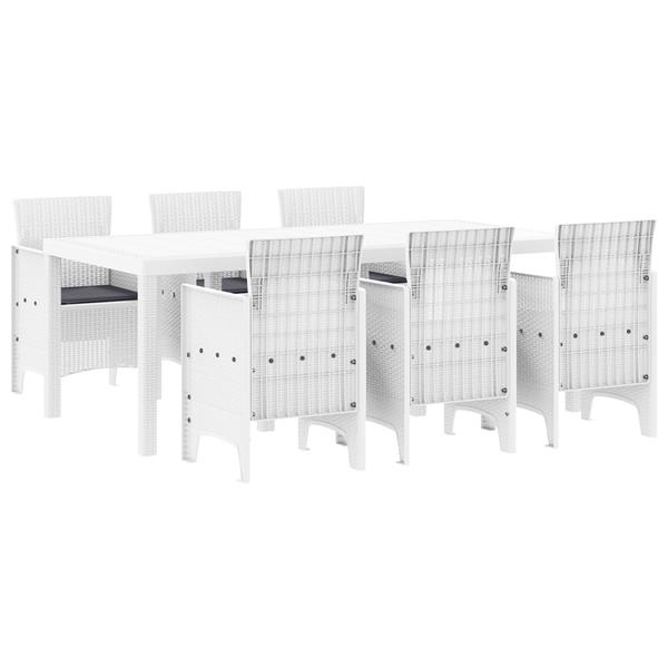 Grote foto vidaxl tuin eetset 7 pcs wit polt riet tuin en terras tuinmeubelen