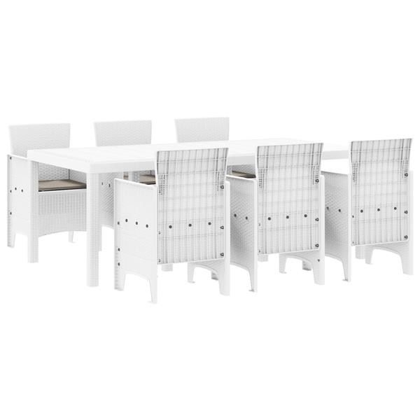 Grote foto vidaxl tuin eetset 7 pcs wit polt riet tuin en terras tuinmeubelen