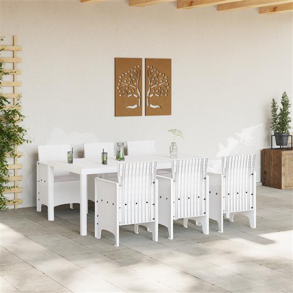 Grote foto vidaxl tuin eetset 7 pcs wit polt riet tuin en terras tuinmeubelen