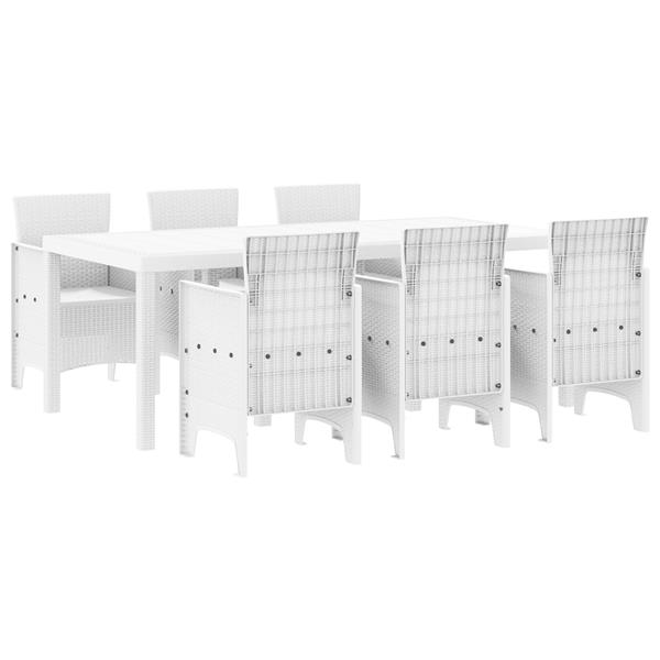 Grote foto vidaxl tuin eetset 7 pcs wit polt riet tuin en terras tuinmeubelen