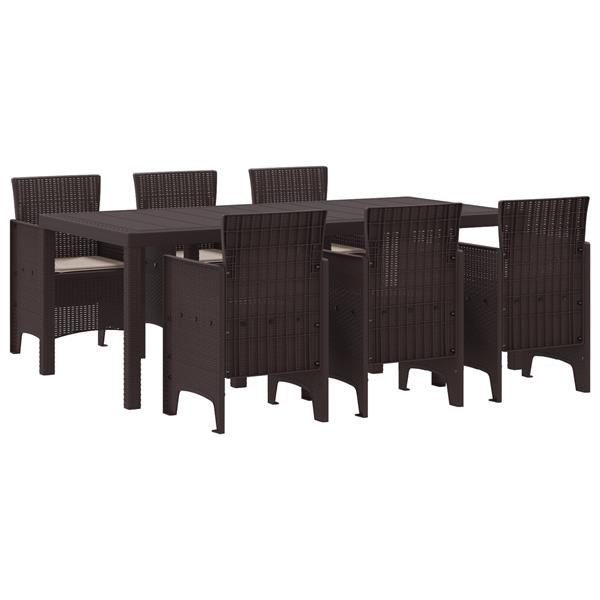 Grote foto vidaxl tuin eetset 7 pcs bruin polt riet tuin en terras tuinmeubelen