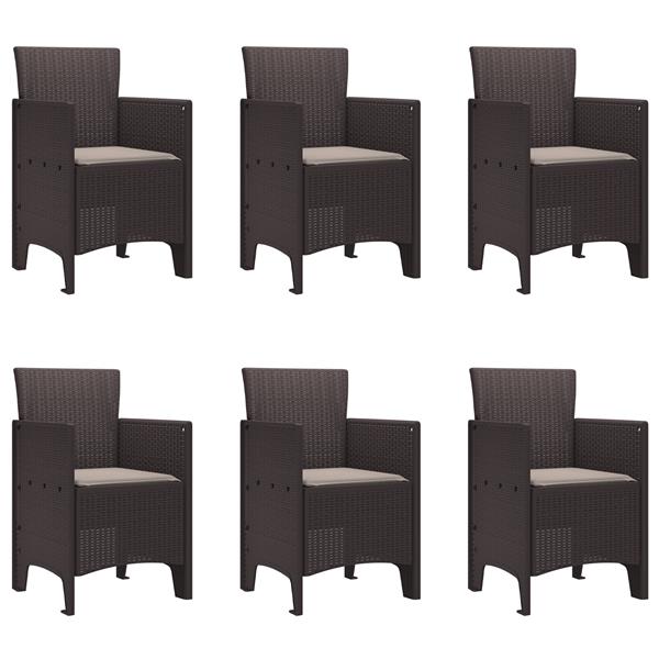 Grote foto vidaxl tuin eetset 7 pcs bruin polt riet tuin en terras tuinmeubelen