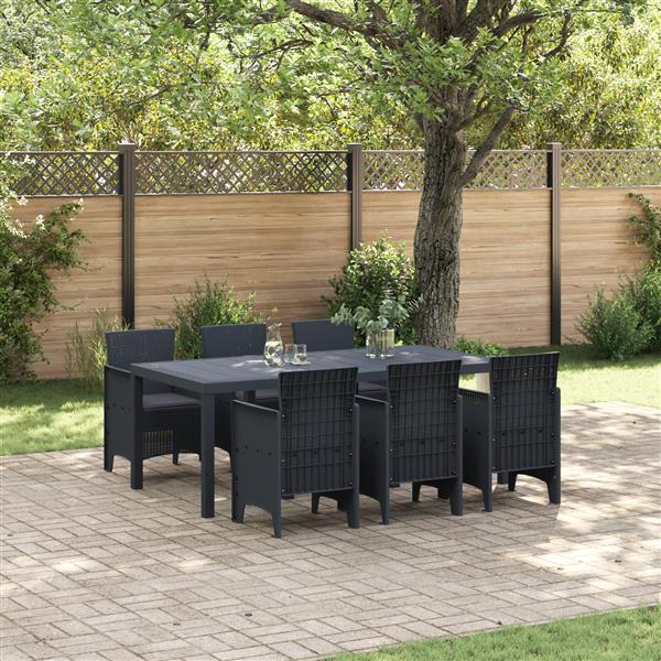 Grote foto vidaxl tuin eetset 7 pcs antraciet polt riet tuin en terras tuinmeubelen