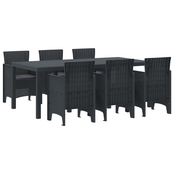 Grote foto vidaxl tuin eetset 7 pcs antraciet polt riet tuin en terras tuinmeubelen