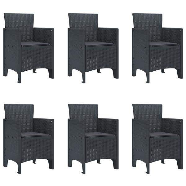 Grote foto vidaxl tuin eetset 7 pcs antraciet polt riet tuin en terras tuinmeubelen