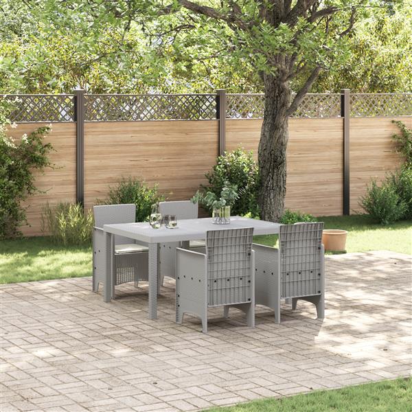 Grote foto vidaxl tuin eetset 5 pcs lichtgrijs polt riet tuin en terras tuinmeubelen
