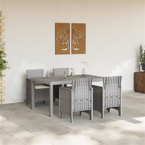 Grote foto vidaxl tuin eetset 5 pcs lichtgrijs polt riet tuin en terras tuinmeubelen