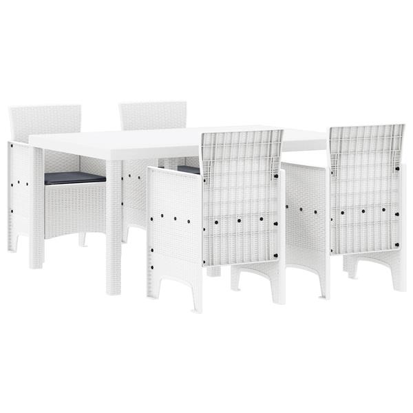 Grote foto vidaxl tuin eetset 5 pcs wit polt riet tuin en terras tuinmeubelen