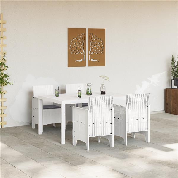 Grote foto vidaxl tuin eetset 5 pcs wit polt riet tuin en terras tuinmeubelen