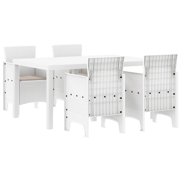 Grote foto vidaxl tuin eetset 5 pcs wit polt riet tuin en terras tuinmeubelen