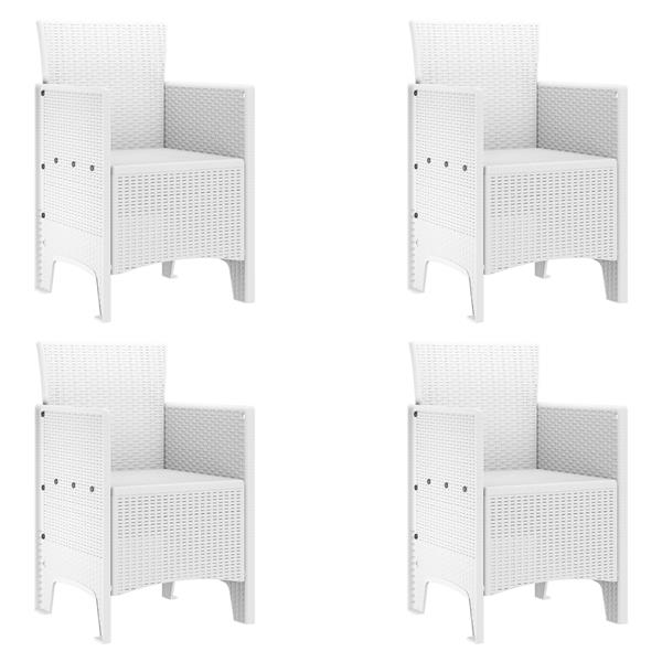Grote foto vidaxl tuin eetset 5 pcs wit polt riet tuin en terras tuinmeubelen