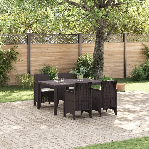 Grote foto vidaxl tuin eetset 5 pcs bruin polt riet tuin en terras tuinmeubelen