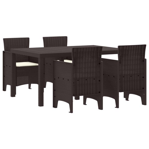 Grote foto vidaxl tuin eetset 5 pcs bruin polt riet tuin en terras tuinmeubelen