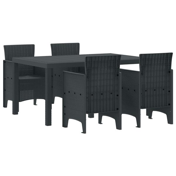 Grote foto vidaxl tuin eetset 5 pcs antraciet polt riet tuin en terras tuinmeubelen