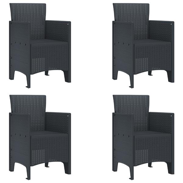 Grote foto vidaxl tuin eetset 5 pcs antraciet polt riet tuin en terras tuinmeubelen