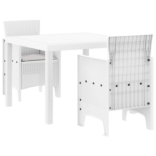 Grote foto vidaxl tuin eetset 3 pcs wit polt riet tuin en terras tuinmeubelen
