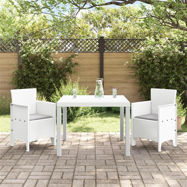 Grote foto vidaxl tuin eetset 3 pcs wit polt riet tuin en terras tuinmeubelen