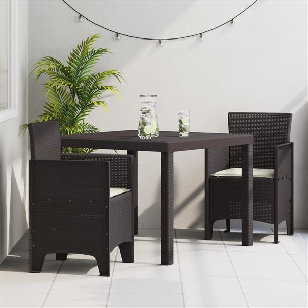 Grote foto vidaxl tuin eetset 3 pcs bruin polt riet tuin en terras tuinmeubelen
