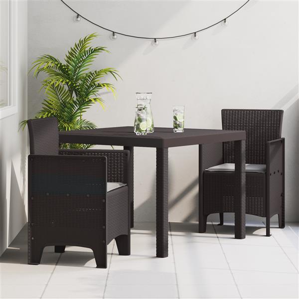 Grote foto vidaxl tuin eetset 3 pcs bruin polt riet tuin en terras tuinmeubelen