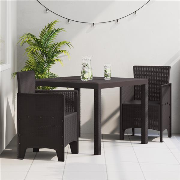 Grote foto vidaxl tuin eetset 3 pcs bruin polt riet tuin en terras tuinmeubelen