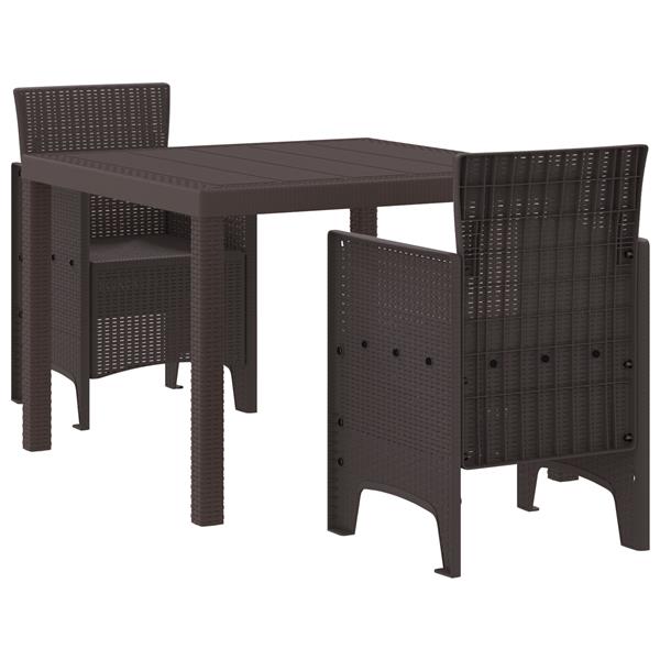 Grote foto vidaxl tuin eetset 3 pcs bruin polt riet tuin en terras tuinmeubelen