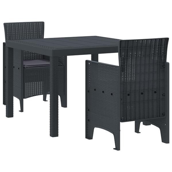 Grote foto vidaxl tuin eetset 3 pcs antraciet polt riet tuin en terras tuinmeubelen