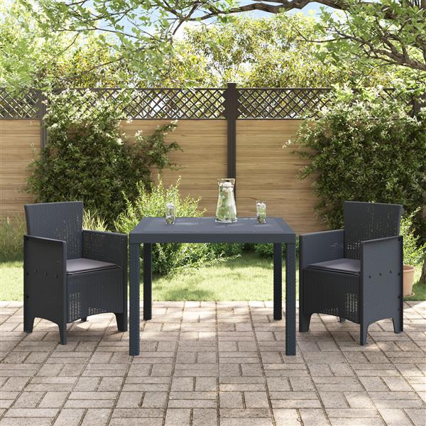 Grote foto vidaxl tuin eetset 3 pcs antraciet polt riet tuin en terras tuinmeubelen