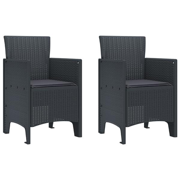 Grote foto vidaxl tuin eetset 3 pcs antraciet polt riet tuin en terras tuinmeubelen