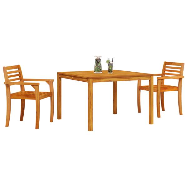 Grote foto vidaxl tuin eetset 3 pcs bruin massief acaciahout tuin en terras tuinmeubelen