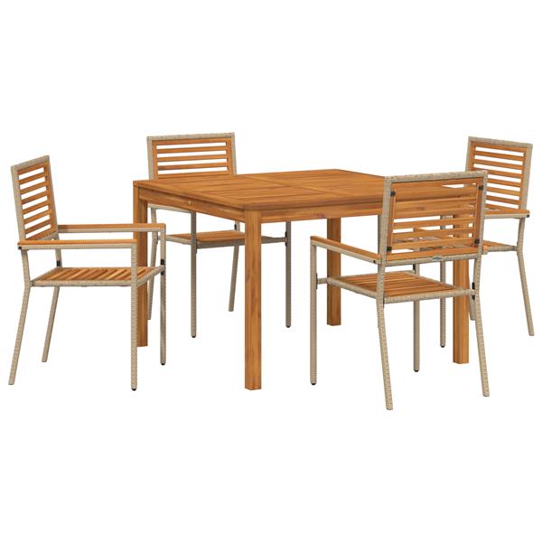 Grote foto vidaxl tuin eetset 5 pcs beige poly riet tuin en terras tuinmeubelen
