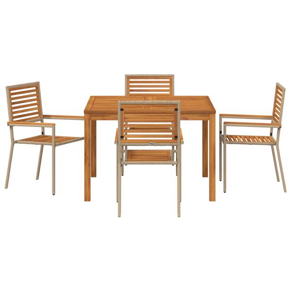 Grote foto vidaxl tuin eetset 5 pcs beige poly riet tuin en terras tuinmeubelen