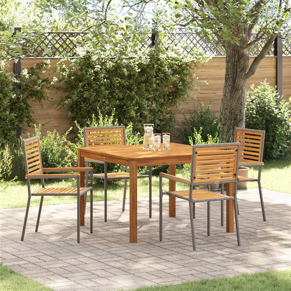 Grote foto vidaxl tuin eetset 5 pcs grijs poly riet tuin en terras tuinmeubelen
