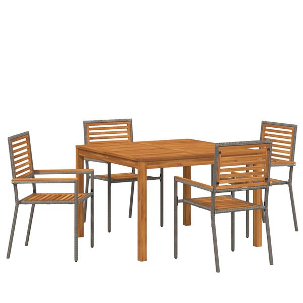 Grote foto vidaxl tuin eetset 5 pcs grijs poly riet tuin en terras tuinmeubelen