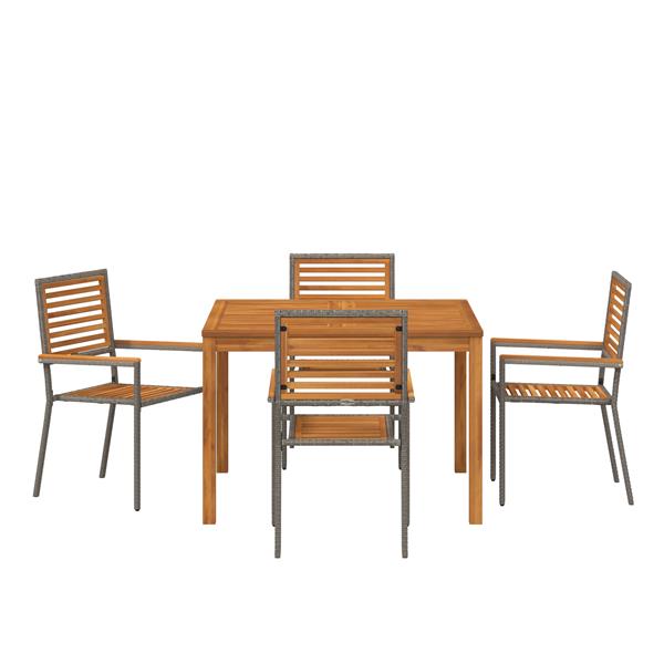 Grote foto vidaxl tuin eetset 5 pcs grijs poly riet tuin en terras tuinmeubelen