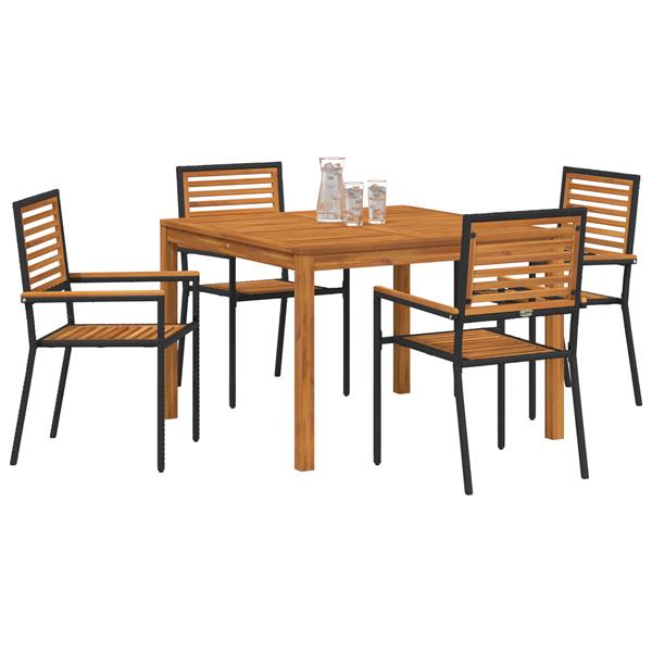 Grote foto vidaxl tuin eetset 5 pcs zwart poly riet tuin en terras tuinmeubelen