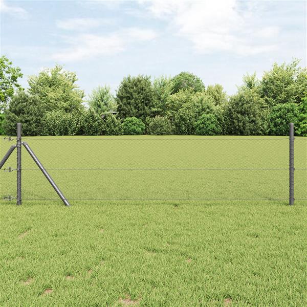 Grote foto vidaxl hexagon hek grijs 0.4 x 50 m staal tuin en terras hekken en schuttingen