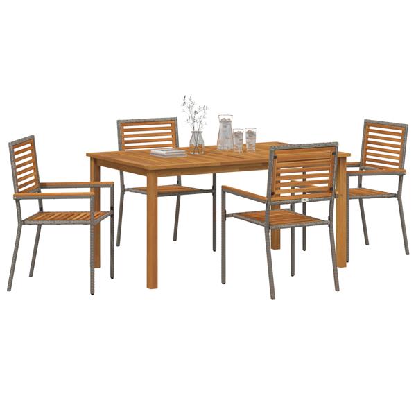 Grote foto vidaxl tuin eetset 5 pcs grijs poly riet tuin en terras tuinmeubelen