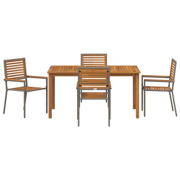 Grote foto vidaxl tuin eetset 5 pcs grijs poly riet tuin en terras tuinmeubelen