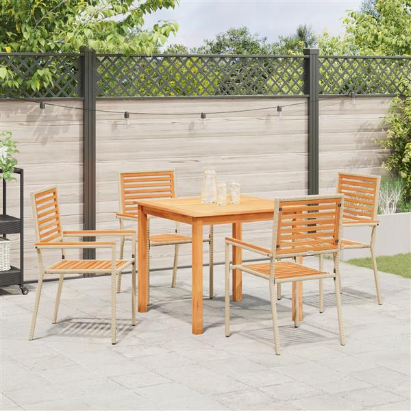Grote foto vidaxl tuin eetset 5 pcs beige poly riet tuin en terras tuinmeubelen