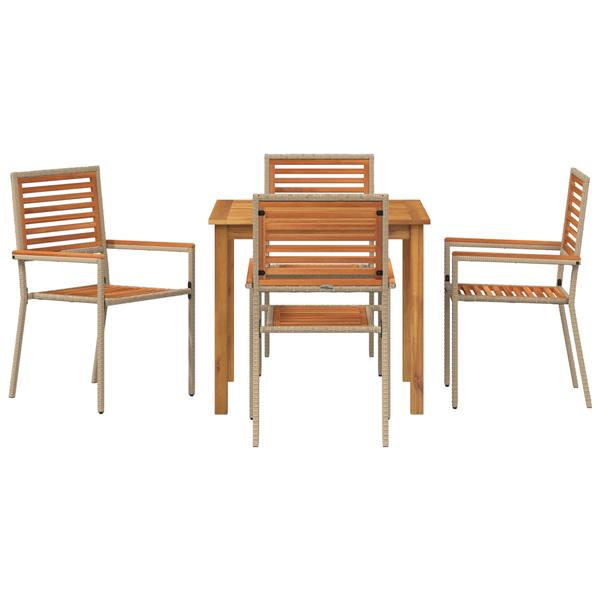 Grote foto vidaxl tuin eetset 5 pcs beige poly riet tuin en terras tuinmeubelen