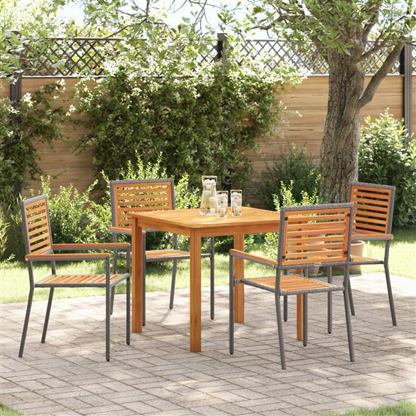 Grote foto vidaxl tuin eetset 5 pcs grijs poly riet tuin en terras tuinmeubelen