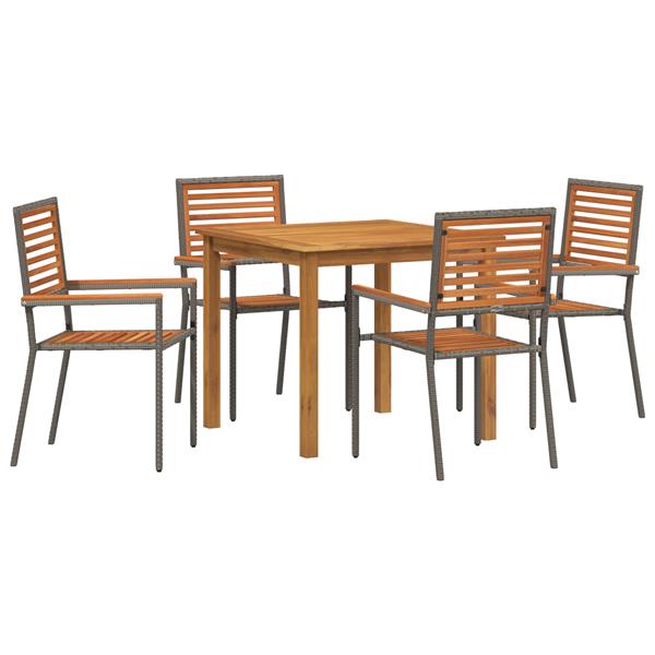 Grote foto vidaxl tuin eetset 5 pcs grijs poly riet tuin en terras tuinmeubelen