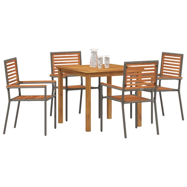 Grote foto vidaxl tuin eetset 5 pcs grijs poly riet tuin en terras tuinmeubelen
