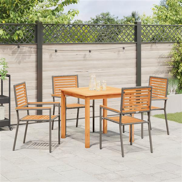 Grote foto vidaxl tuin eetset 5 pcs grijs poly riet tuin en terras tuinmeubelen