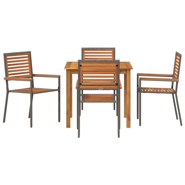 Grote foto vidaxl tuin eetset 5 pcs grijs poly riet tuin en terras tuinmeubelen