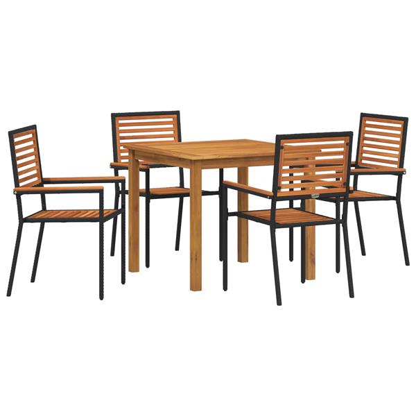 Grote foto vidaxl tuin eetset 5 pcs zwart poly riet tuin en terras tuinmeubelen