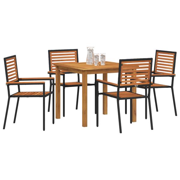 Grote foto vidaxl tuin eetset 5 pcs zwart poly riet tuin en terras tuinmeubelen