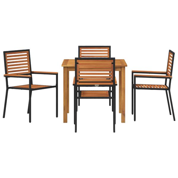 Grote foto vidaxl tuin eetset 5 pcs zwart poly riet tuin en terras tuinmeubelen