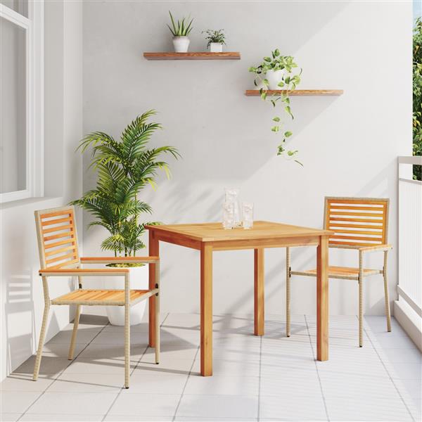 Grote foto vidaxl tuin eetset 3 pcs beige poly riet tuin en terras tuinmeubelen