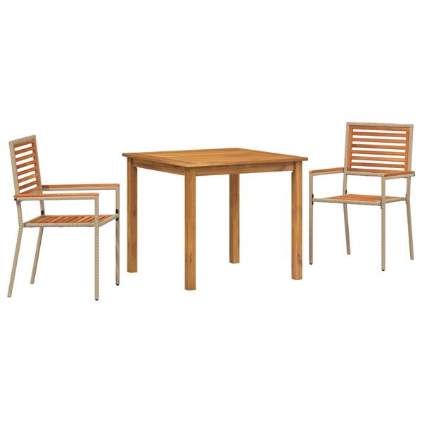 Grote foto vidaxl tuin eetset 3 pcs beige poly riet tuin en terras tuinmeubelen